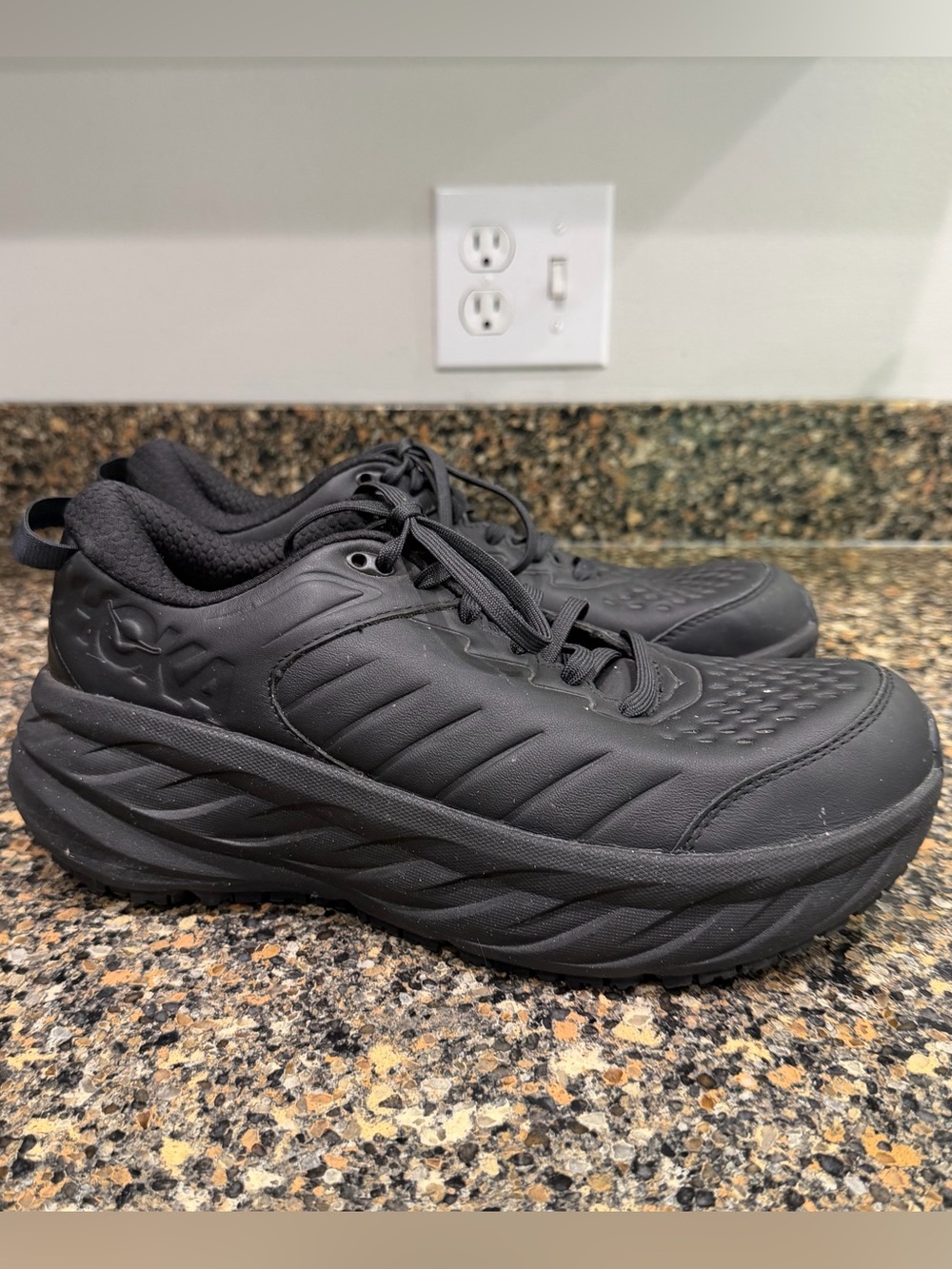 Hoka safety work All-Black Athletic Sneakers  10.5 ladies